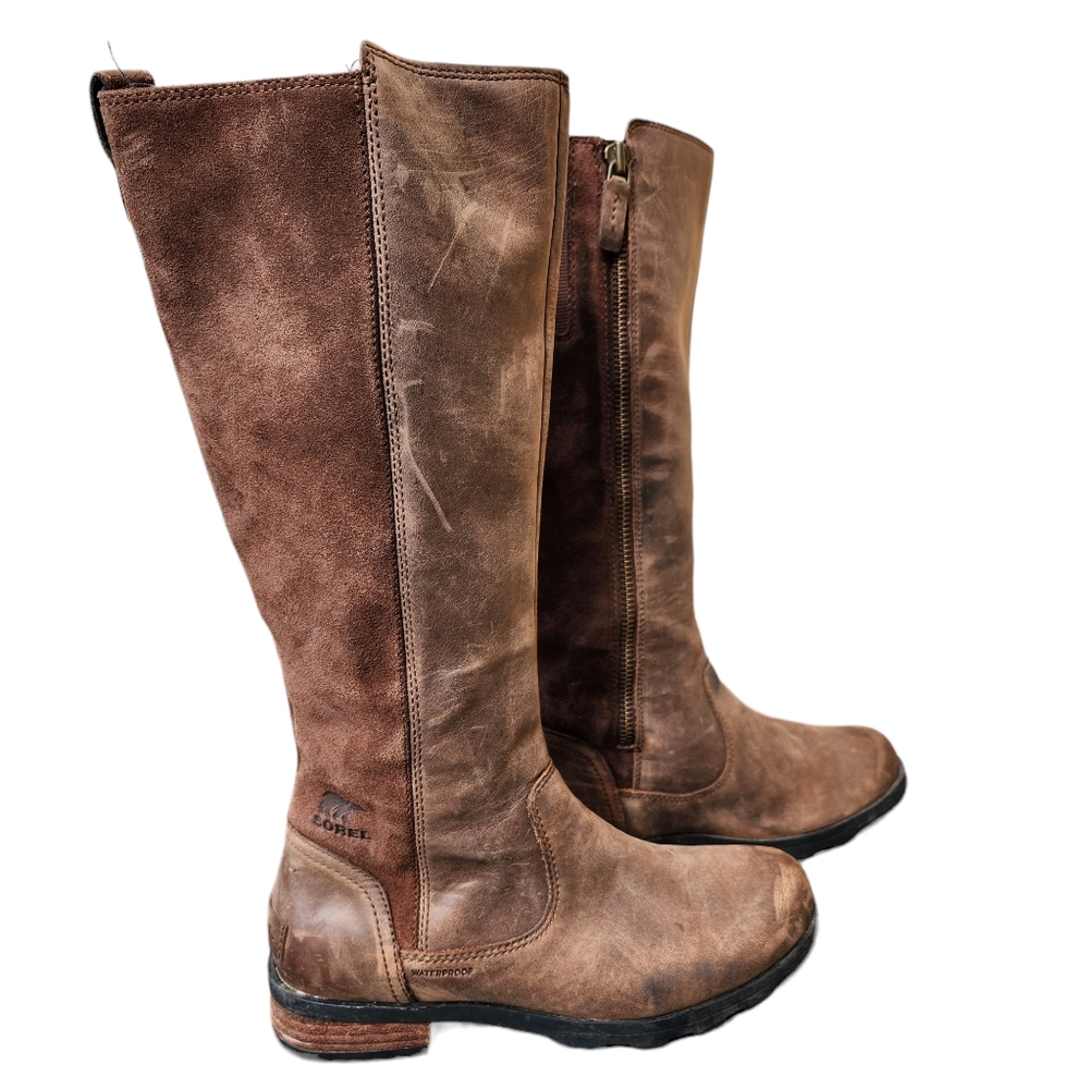 Sorel Tall Waterproof Distressed Leather Winter Riding Boots 7.5 New*read**